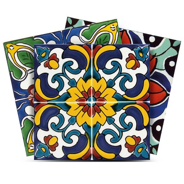 MI ALMA Green, Blue, Red and Yellow C18 4 in. x 4 in. Vinyl Peel and Stick Tile (24-Tiles, 2.67 sq. ft. /1-Pack)