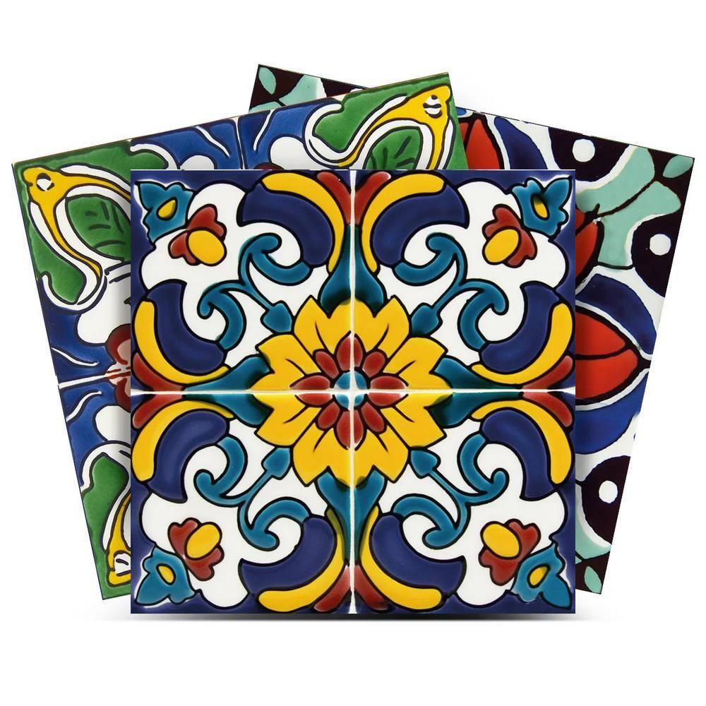 Mi Alma Sticker Motif Carrelage, Vinyle, Ethnic Blue H22