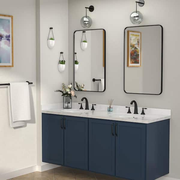 8 in. Widespread Double Handles Bathroom Faucet with Popup Drain in Matte Black