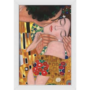 The Kiss, Close-Up by Gustav Klimt Galerie White Framed People Oil Painting Art Print 28 in. x 40 in.