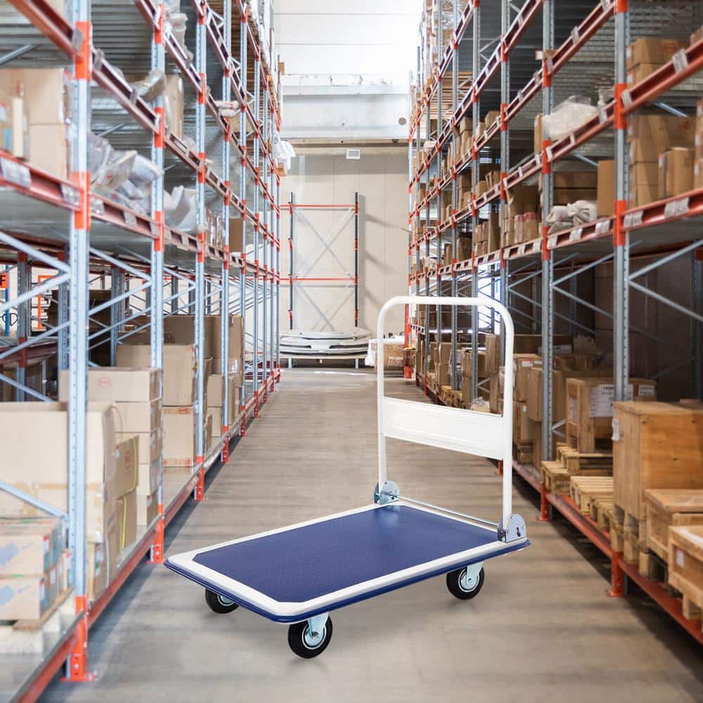 660lb Blue Steel Folding Platform Cart Dolly