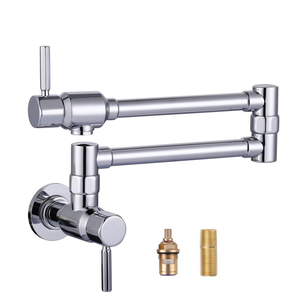 Polished Chrome Wall Mounted Folding Pot Filler Faucet