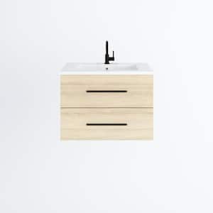 Napa 30 in. W x 20 in. D Single Sink Bathroom Vanity Wall Mounted In White Oak with Acrylic Integrated Countertop