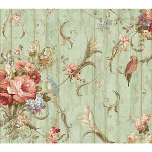 Parrots With Floral Paper Pre-Pasted Strippable Wallpaper Roll (Covers 60.75 Sq. Ft.)