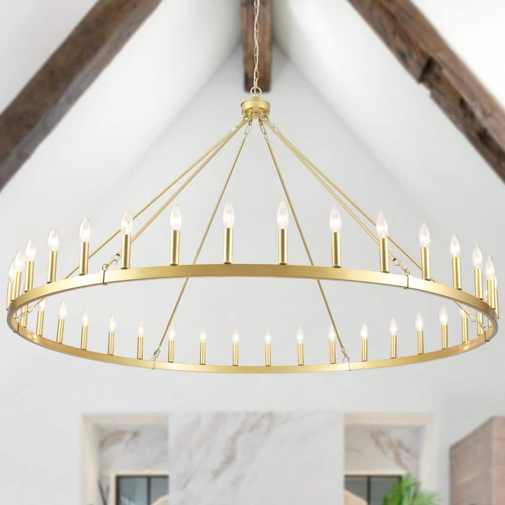 Mid-century Modern 6-light cheapest Gold Wagon Wheel Candle Chandelier