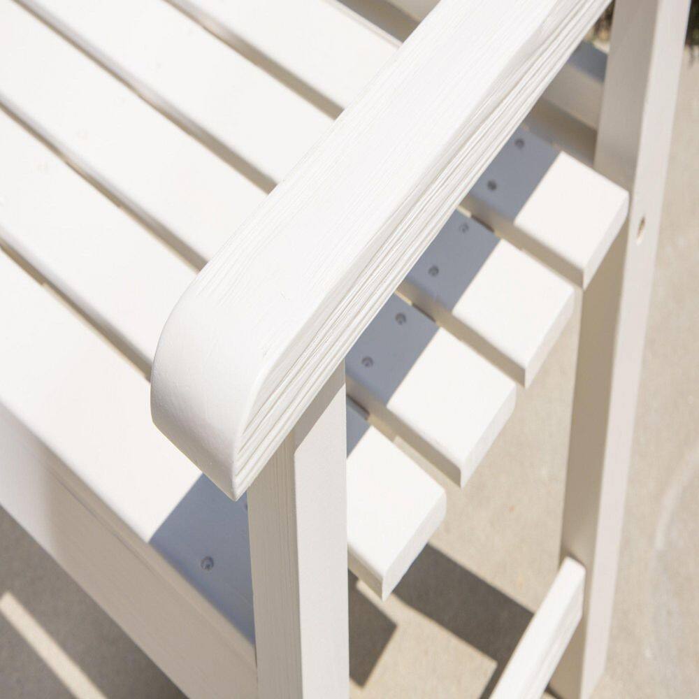 Eggshell White Cedar Wood Outdoor Garden Bench