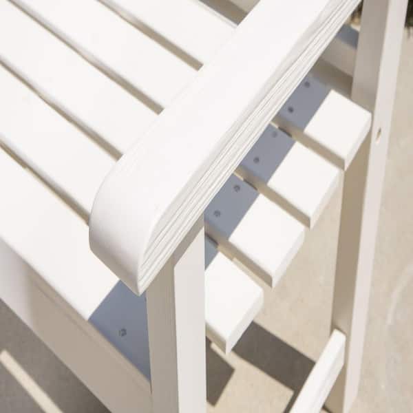 Shine Company Belfort II 45 in. Eggshell White Wood Outdoor Bench