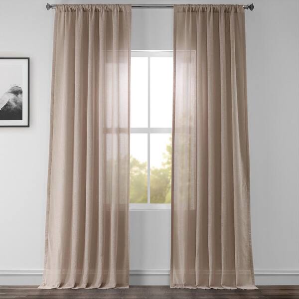 Exclusive Fabrics & Furnishings Soft Taupe Solid Rod Pocket Sheer Curtain - 50 in. W x 96 in. L