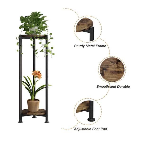 Iron Round 2-Tier Modern Flower Storage Plant Stand (10.1 in. H W