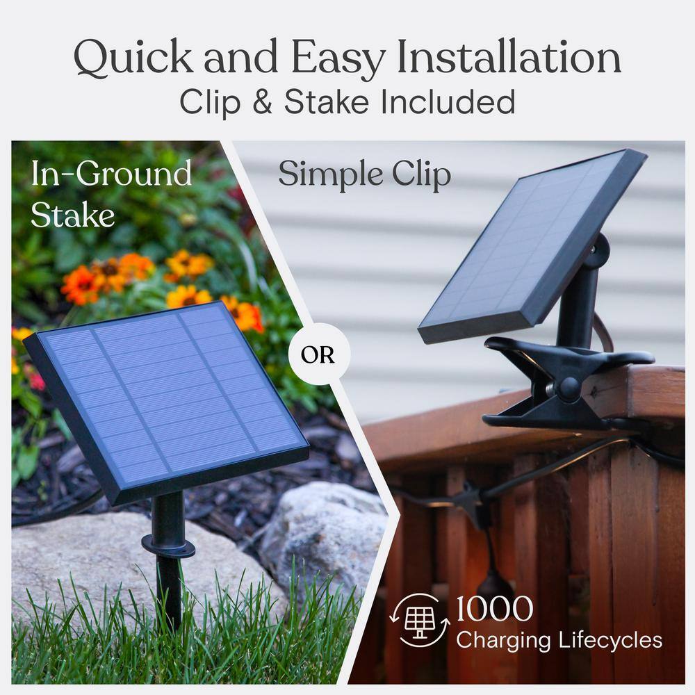 27 Ft Warm White Solar Powered Outdoor LED String Lights