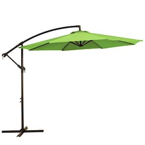 10 ft. Cantilever Hanging Steel Offset Outdoor Patio Umbrella with Cross Base in Apple Green