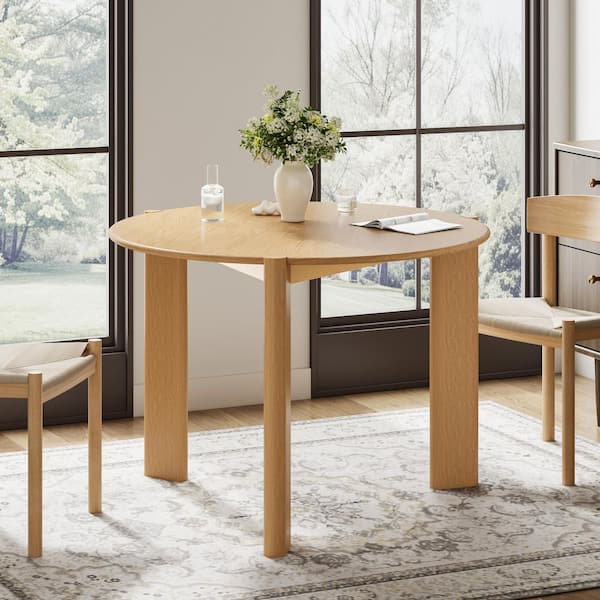 Dovelina Modern Round Oak Wood Top 42 in. 3 Legs Dining Table Seats 4
