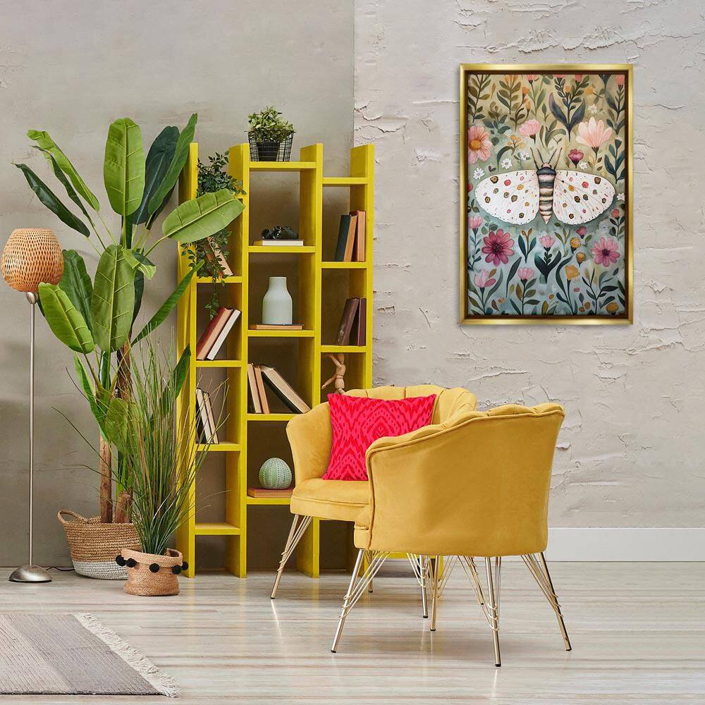 Flower Speckled Moth Wings by The Dutch Lady Gold Floater Frame Nature Graphic Art Print 31 in. x 21 in. price history on PriceWatchPro