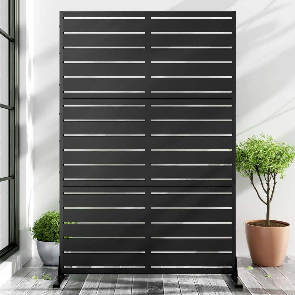PexFix 72 in. x 47 in. Black Outdoor Metal Galvanized Privacy Screen ...