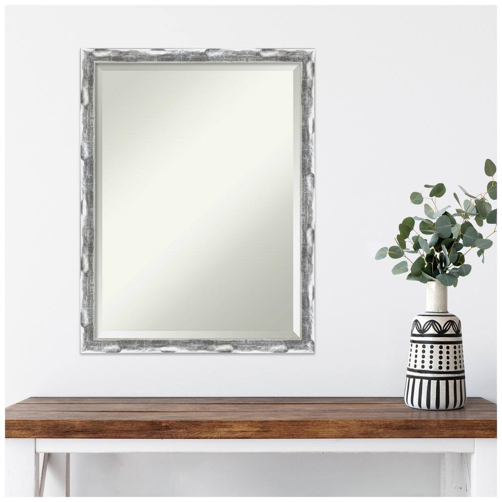Scratched Wave Chrome 20" x 26" Rectangular Wall Mirror