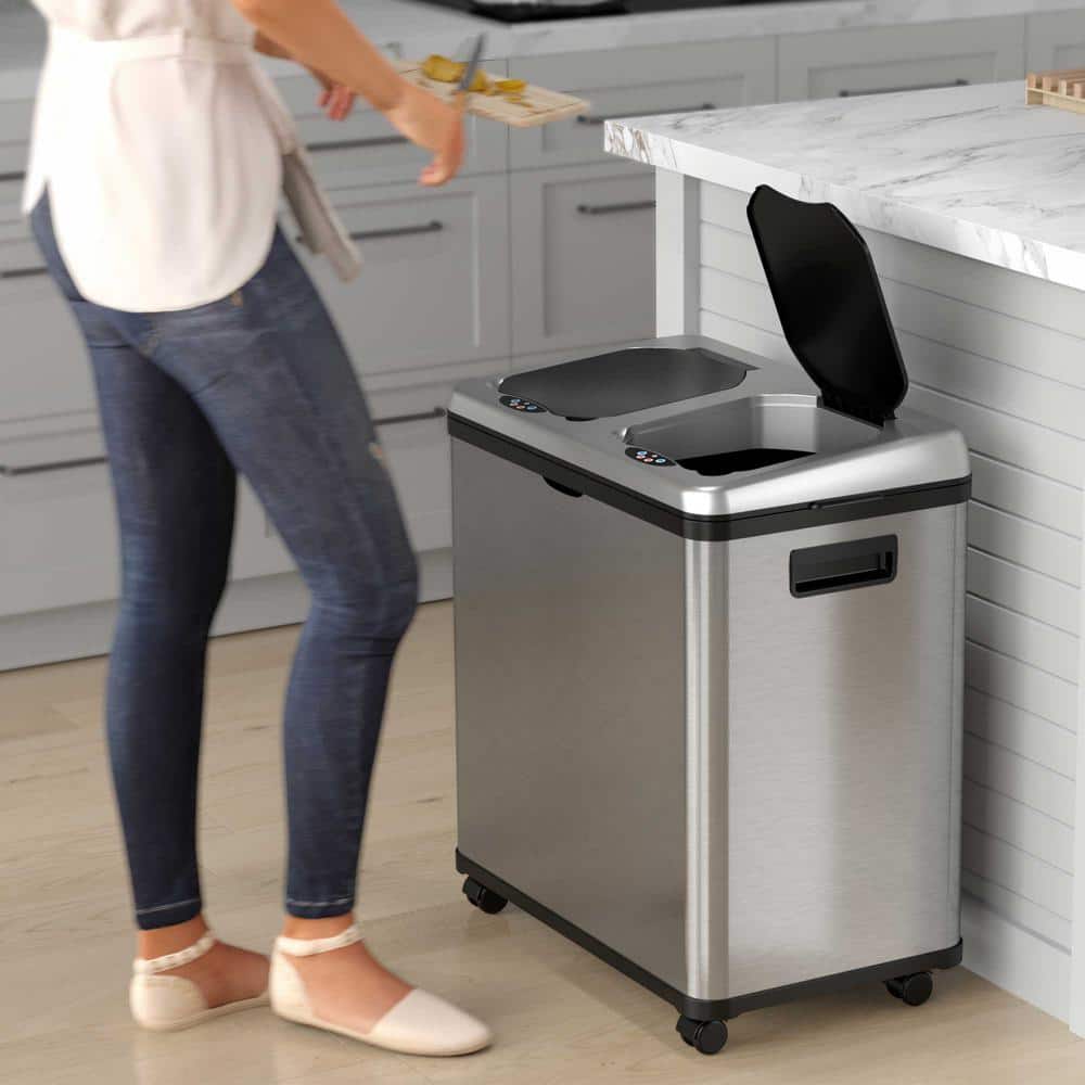 Erik Stainless Steel 16 Gallon Motion Sensor Trash and Recycling Bin
