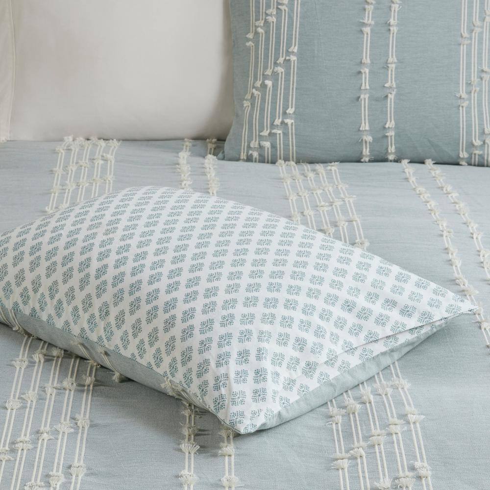 Aqua Cotton Jacquard Reversible Full Comforter Set
