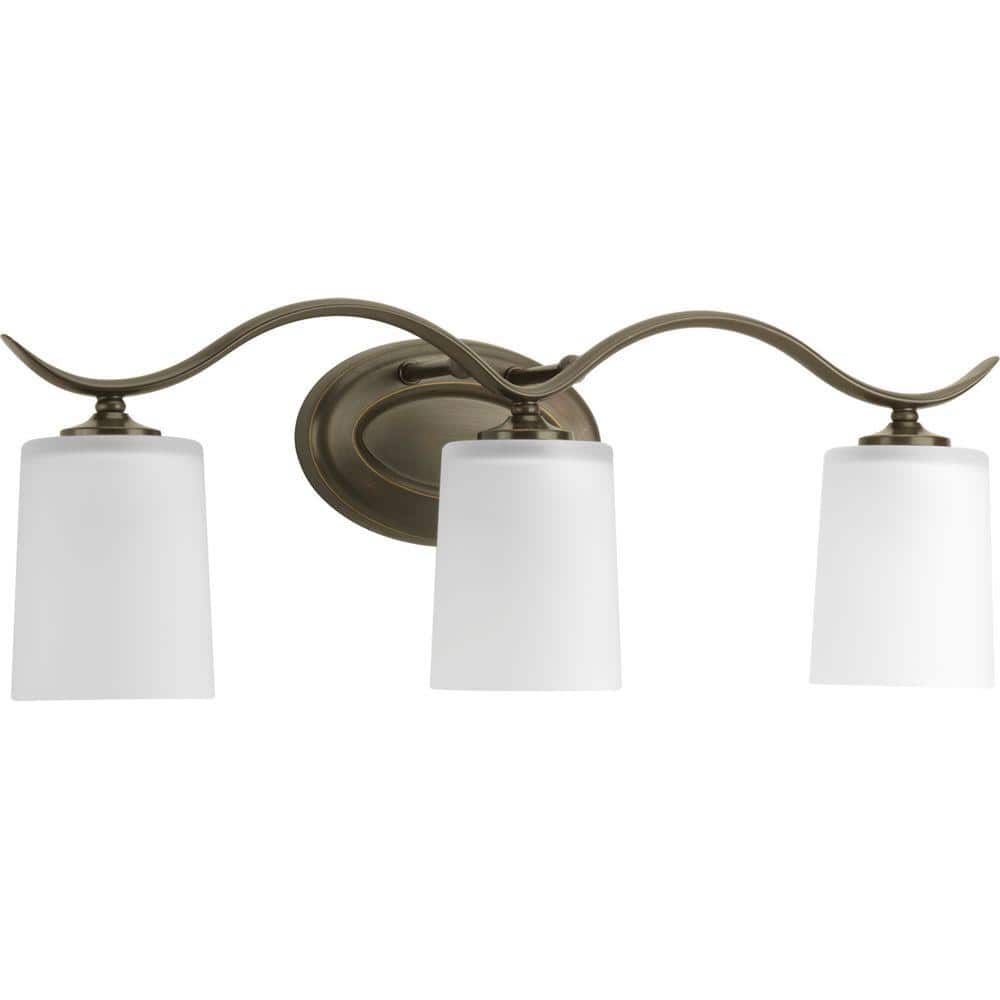 Inspire Collection 3-Light Antique Bronze Etched Glass Traditional Bath Van