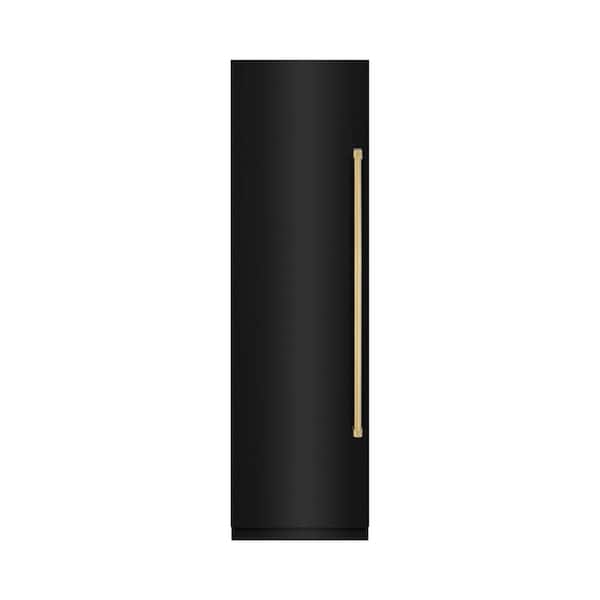 24 in. 12.4 cu. ft. Black Stainless Upright Column Freezer with Graphite Gray Interior and Polished Gold Accents