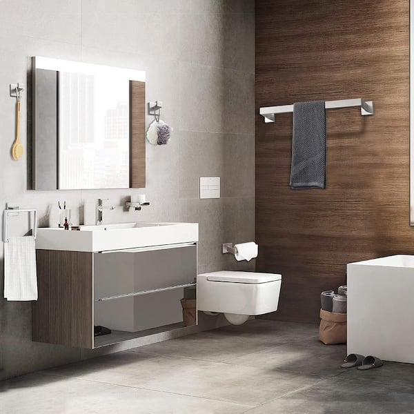 Buito 5-Piece Bath Hardware Set Included Towel Bar, Towel Ring, Toilet Paper Holder, 2 Robe Hook in Brushed Nickel