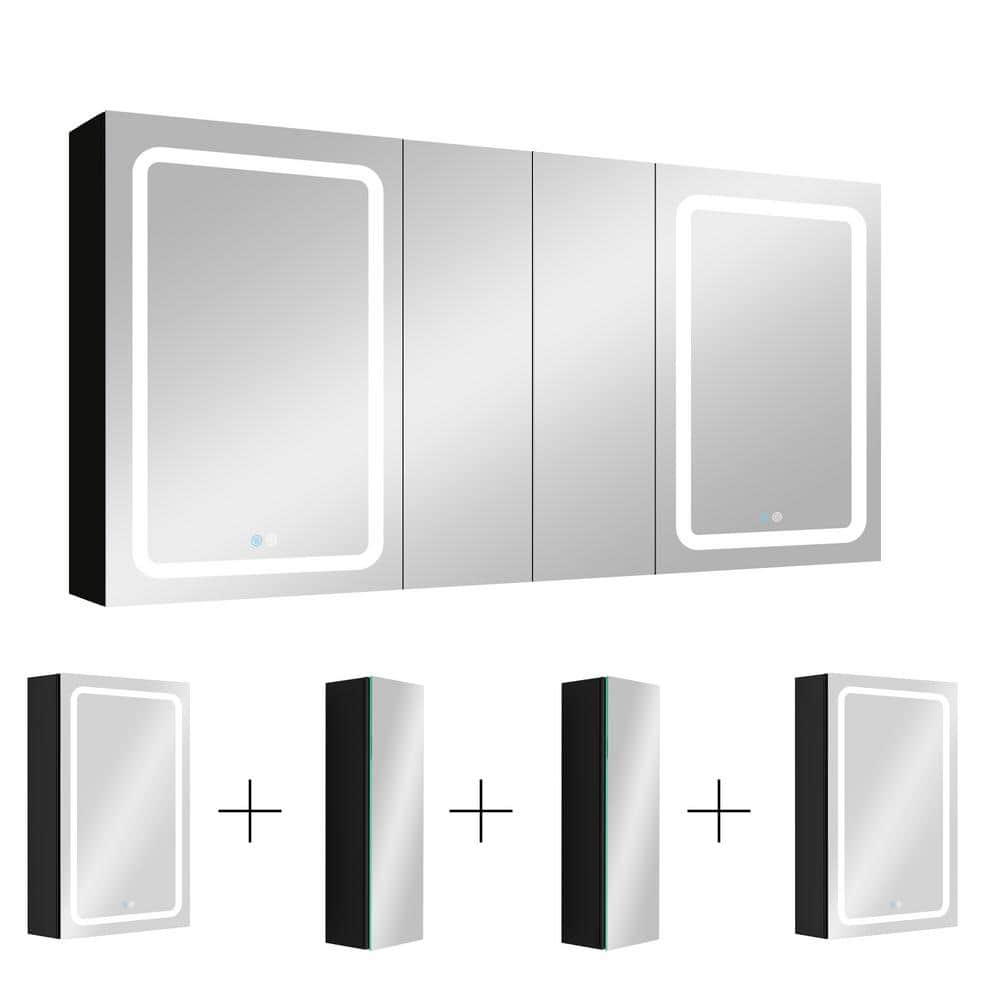 60 in. W x 30 in. H Black Rectangle Aluminum Recessed or Surface Mount