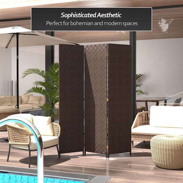 6 ft. Dark Brown 3-Panel Room Divider