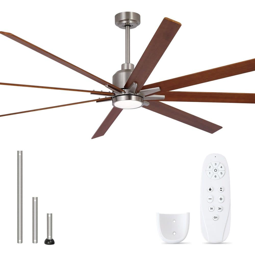YUHAO Charm 84 in. Indoor Solid Wood Blades Brush Nickel Ceiling