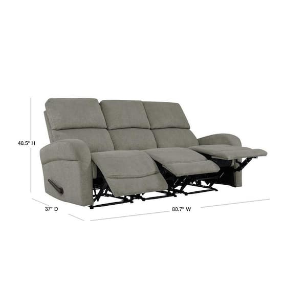 Prolounger Prolounger 80 7 In Warm Gray Polyester 3 Seater Lawson Reclining Sofa With Square Arms Rcl53 Brm16 3s The Home Depot