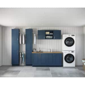 Greenwich Valencia Blue Plywood Shaker Stock Ready to Assemble Kitchen-Laundry Cabinet Kit 24 in. W. x 87 in. x 127 in.
