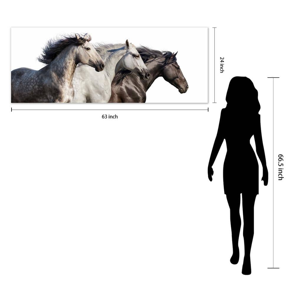 Trilogy 1 Frameless Free Floating Tempered Glass Horse Wall Art