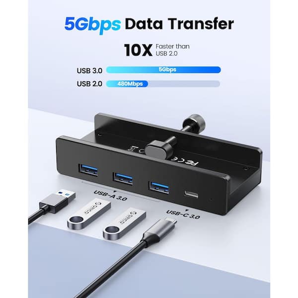 LMP USB-C Hub – 7 Ports (4x USB-A, 3x USB-C), Mit 36W Netzteil, Aluminium-Gehäuse, Plug & Play