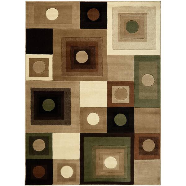 Home Dynamix Tribeca Brown/Green 5 ft. x 7 ft. Indoor Area Rug