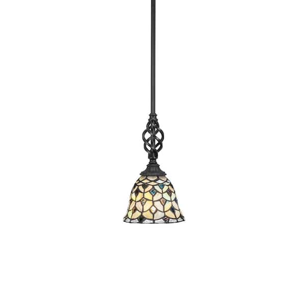 Unbranded Bridgewater 100 W 1-Light Matte Black Standard Mini Pendant Light with Glass Shade