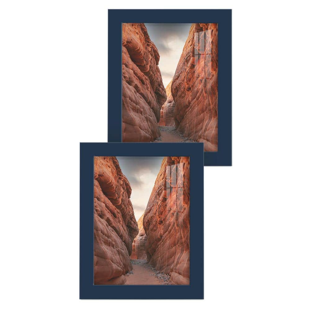 Modern Dark Blue 6" x 8" Wooden Picture Frame Set