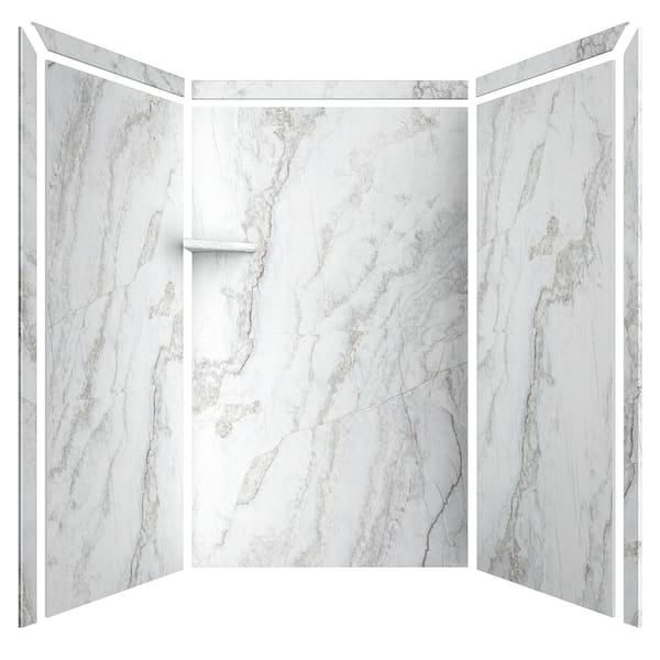 Elegance 36 in. x 48 in. x 80 in. 9-Piece Easy Up Adhesive Alcove Shower Wall Surround in Calypso