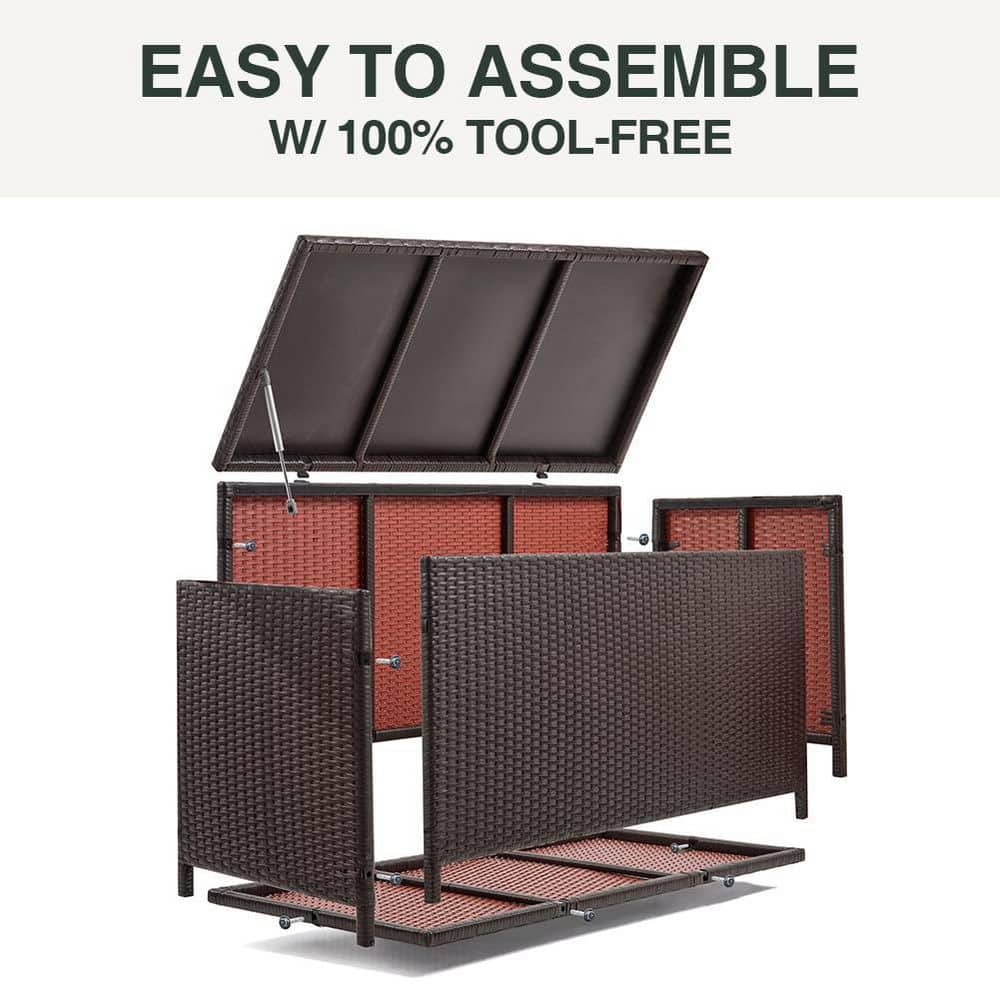 120 Gal. XL Outdoor Storage Box Waterproof, Resin Rattan Deck Box for Patio Garden Furniture, Outdoor Cushion Storage - 1