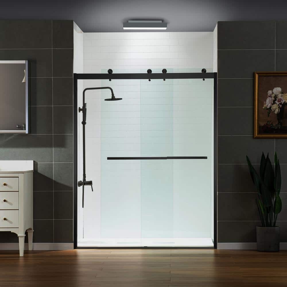 60" x 76" Frameless Sliding Shower Door with Chrome Finish