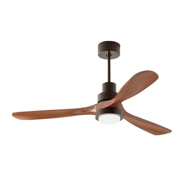 52 in. Integrated LED White Indoor Wood Ceiling Fan with Light and