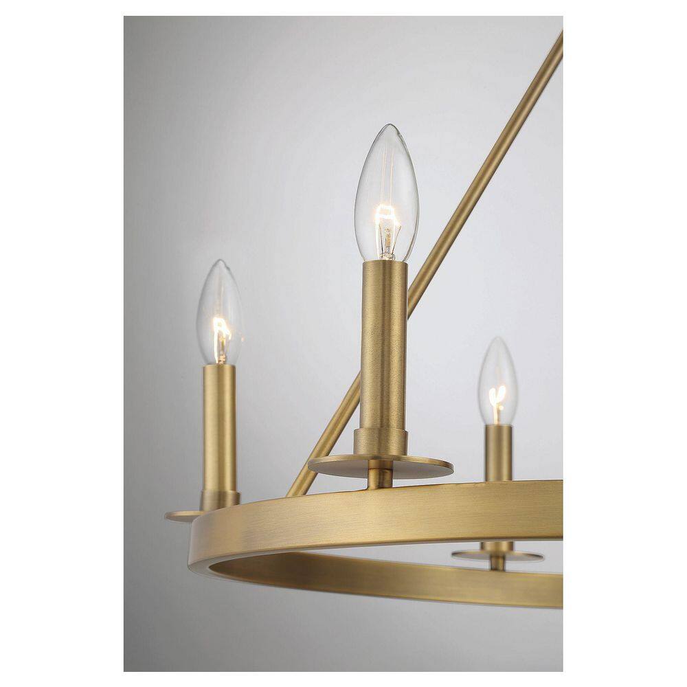 Savoy Elegance 6-Light Dimmable Wagon-Wheel Brass Chandelier