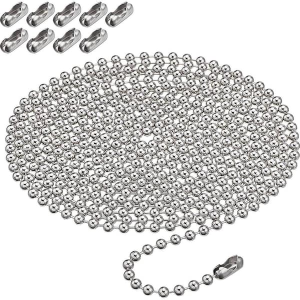 Beaded Ball Pull Chain Extension 10 in. Silver Ceiling Fan Pull Chains with Connector 10-Pack