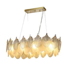 31.5in. 8-Light Modern Rectangle Crystal Chandelier, Gold Luxury Crystal Pendant Light for Living Room, Bulbs Included