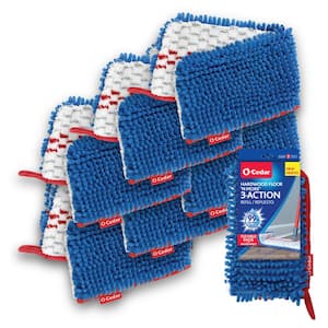 Hardwood Floor N More 3-Action Mop Head Replacements, Machine Washable Microfiber Refill (6-Pack)