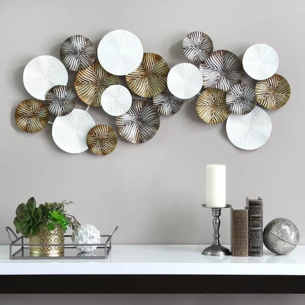 HomeRoots Tri-Color Modern Metal Wall Decor 321287 - The Home Depot