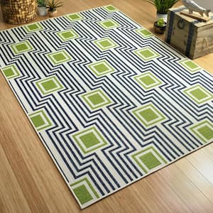 Amalie Navy 1 ft. 9 in. x 3 ft. Indoor/Outdoor Area Rug