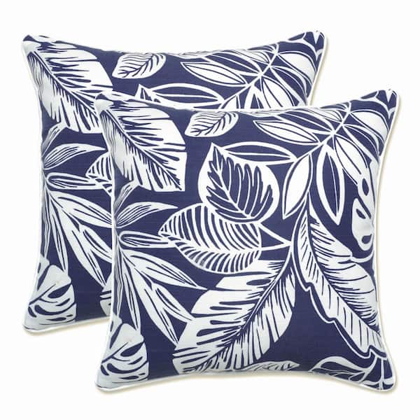 Pillow Perfect Floral Blue Square Outdoor Square Throw Pillow 2-Pack