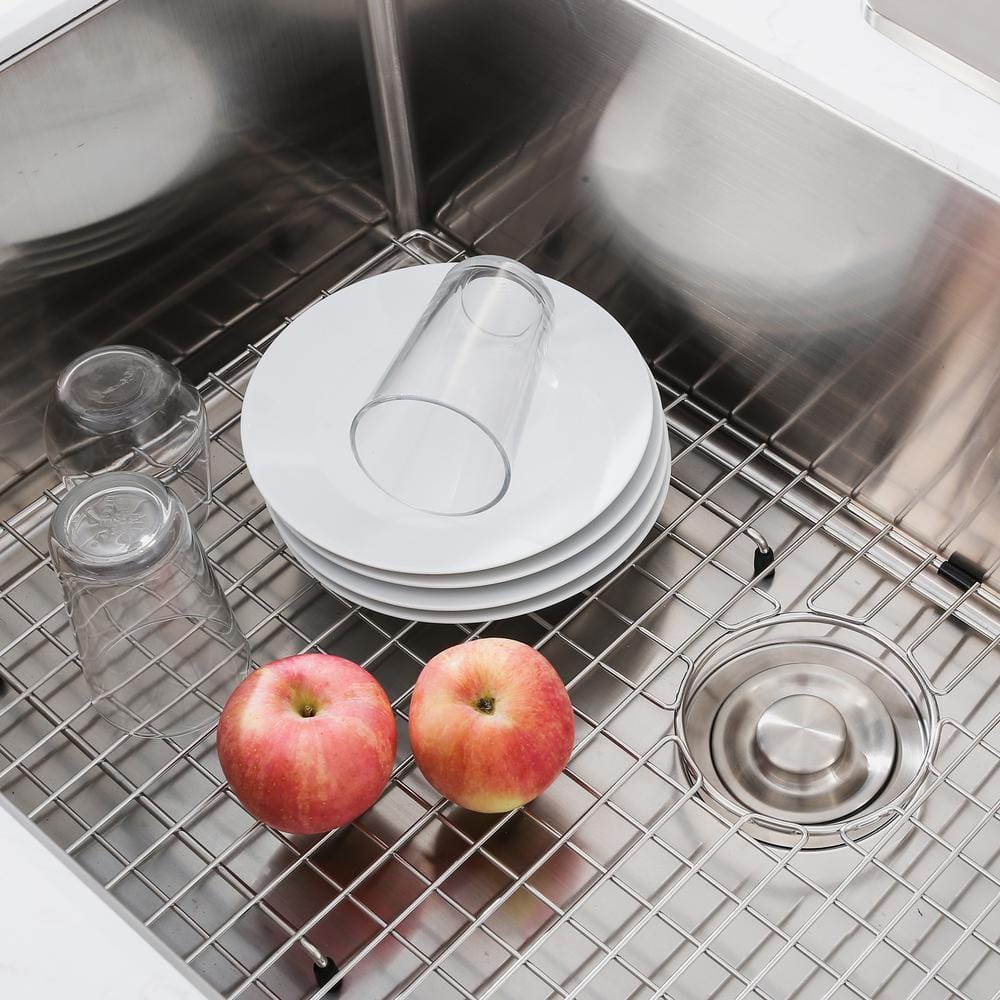 19-Inch x 14-Inch Stainless Steel Sink Grid with Rear Drain