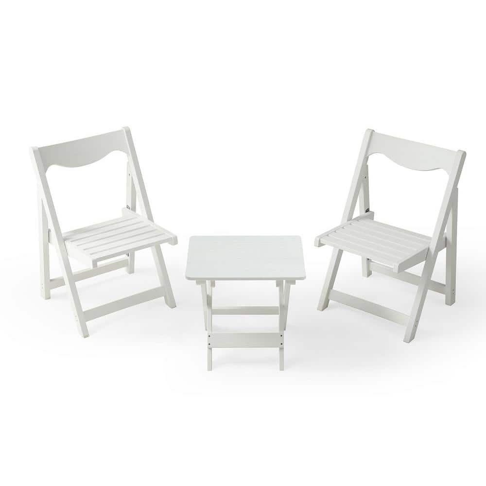 Myhomore HIPS Foldable Small Table And Chair Set With 2 Chairs And   Bistro Sets Flset Wh 64 1000 