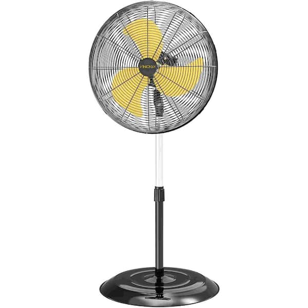 20 in. Heavy Duty Oscillating Pedestal Fan in Black-5,000 CFM, 1/5 HP Motor, 3 Speeds for Industrial/Commercial Spaces.