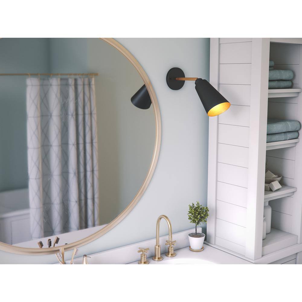 Mid-Century Modern Black Direct Wired Electric Sconce