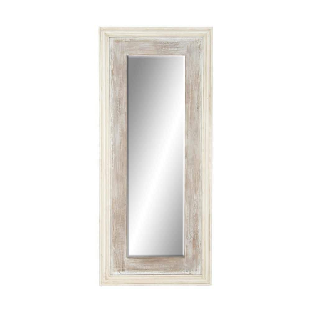 Farmhouse White Weathered Wood Full Length Wall Mirror